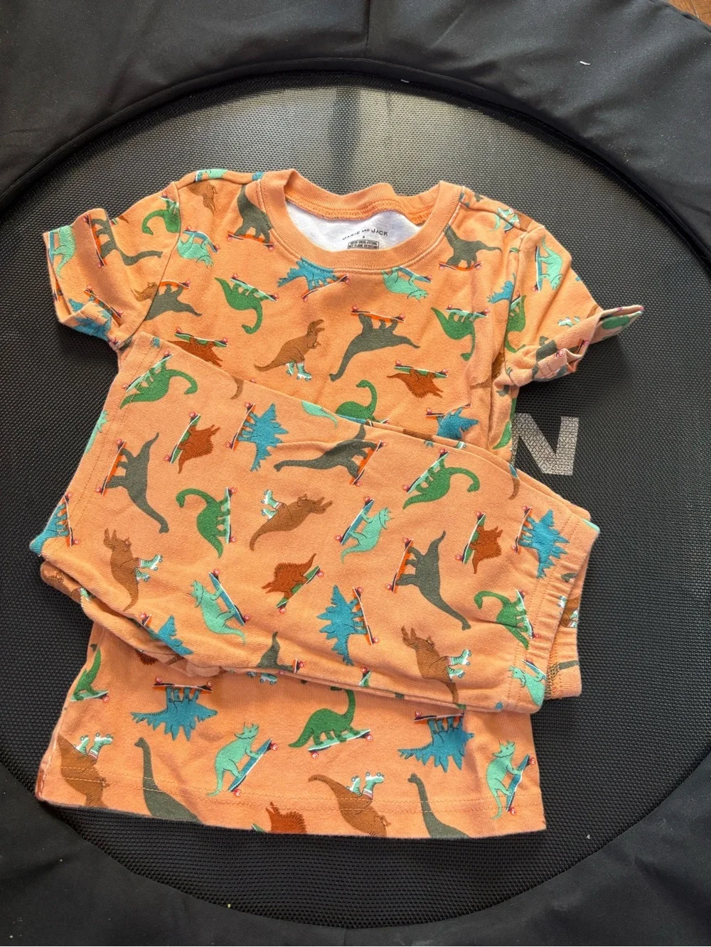 Janie and Jack Orange Dinosaur Print Pajama Set